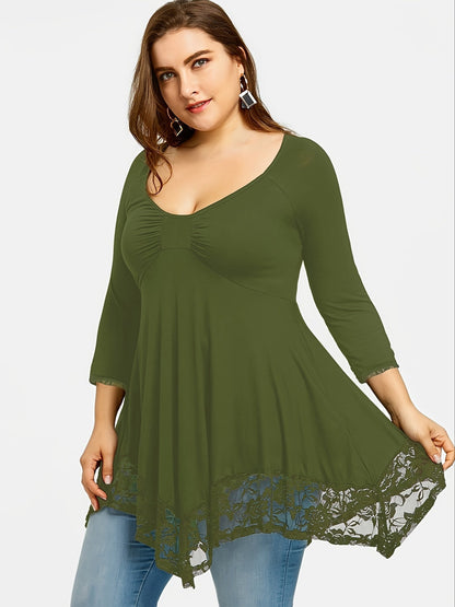 Women's Floral Print Blouse - Crew Neck Long Sleeve – view 9