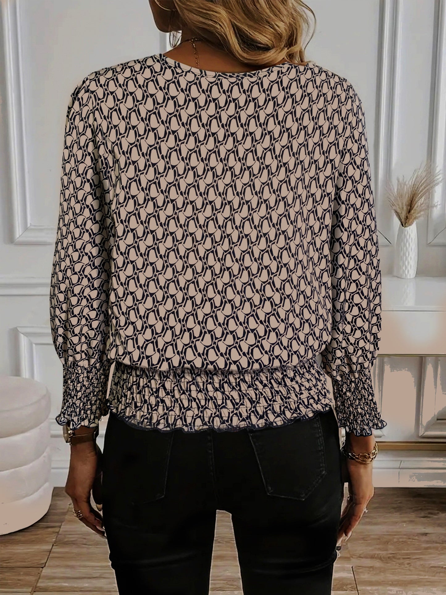 Women's Floral Print Blouse - Crew Neck Short Sleeve – Sizes S–XXL detail view