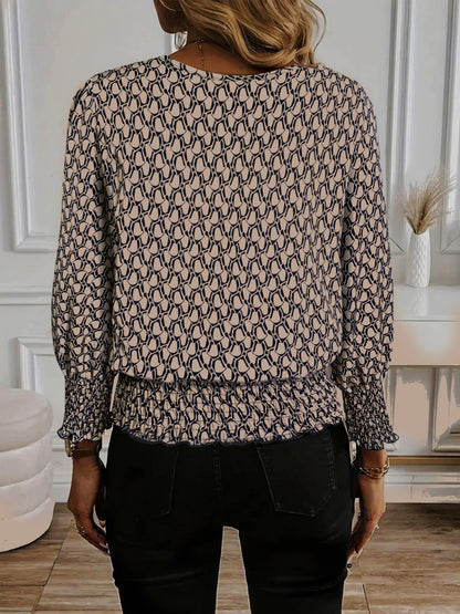 Women's Floral Print Blouse - Crew Neck Short Sleeve – Sizes S–XXL detail view