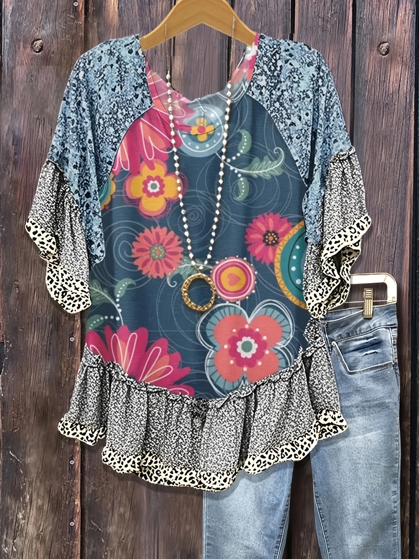 Women's Floral Print Blouse - Floral Print – view 2
