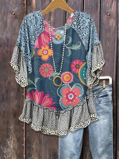 Women's Floral Print Blouse - Floral Print detail view
