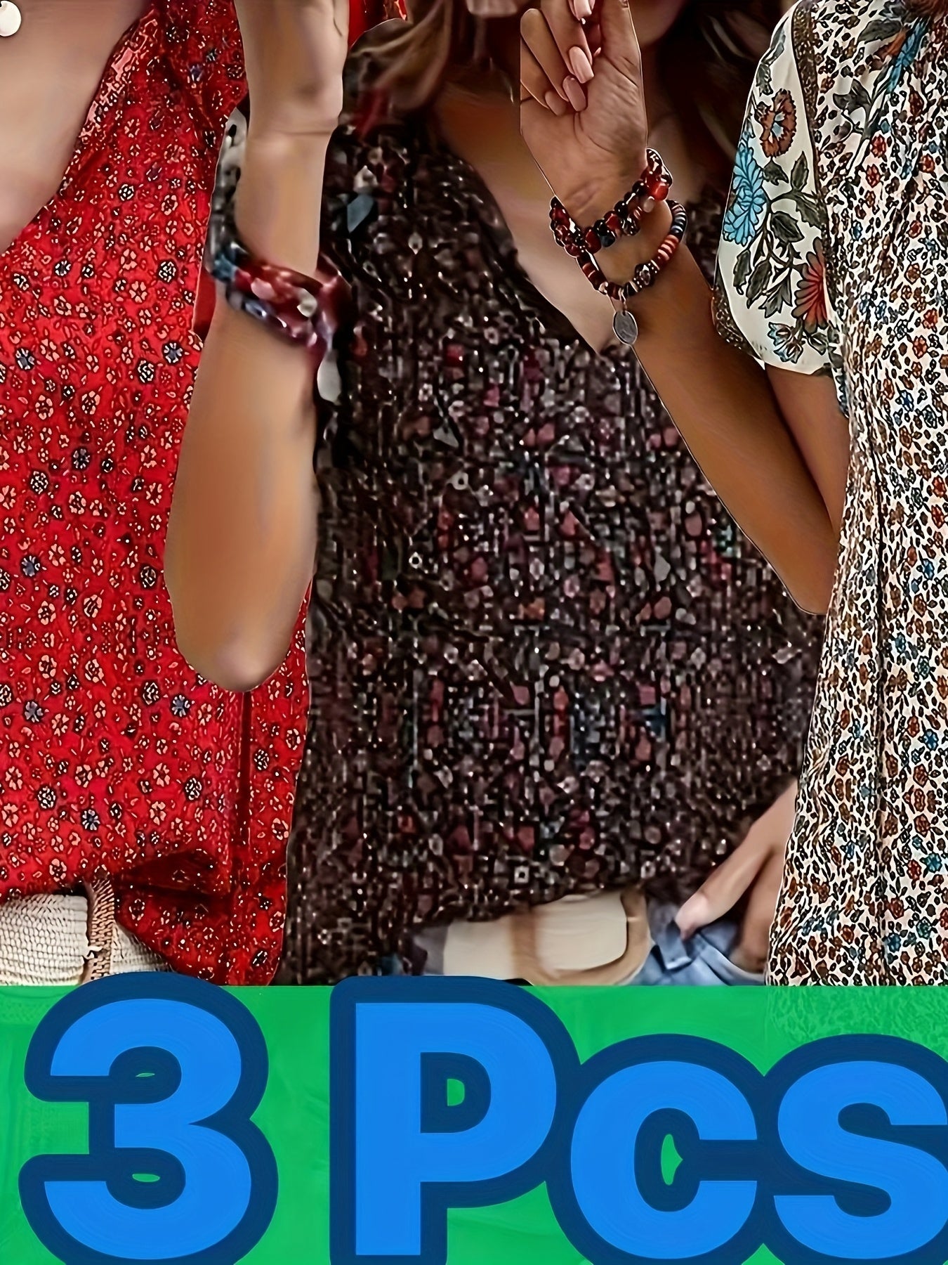 Women's Floral Print Blouse - V-Neck Short Sleeve – Sizes 1XL–5XL / 4-Variant Selection detail view