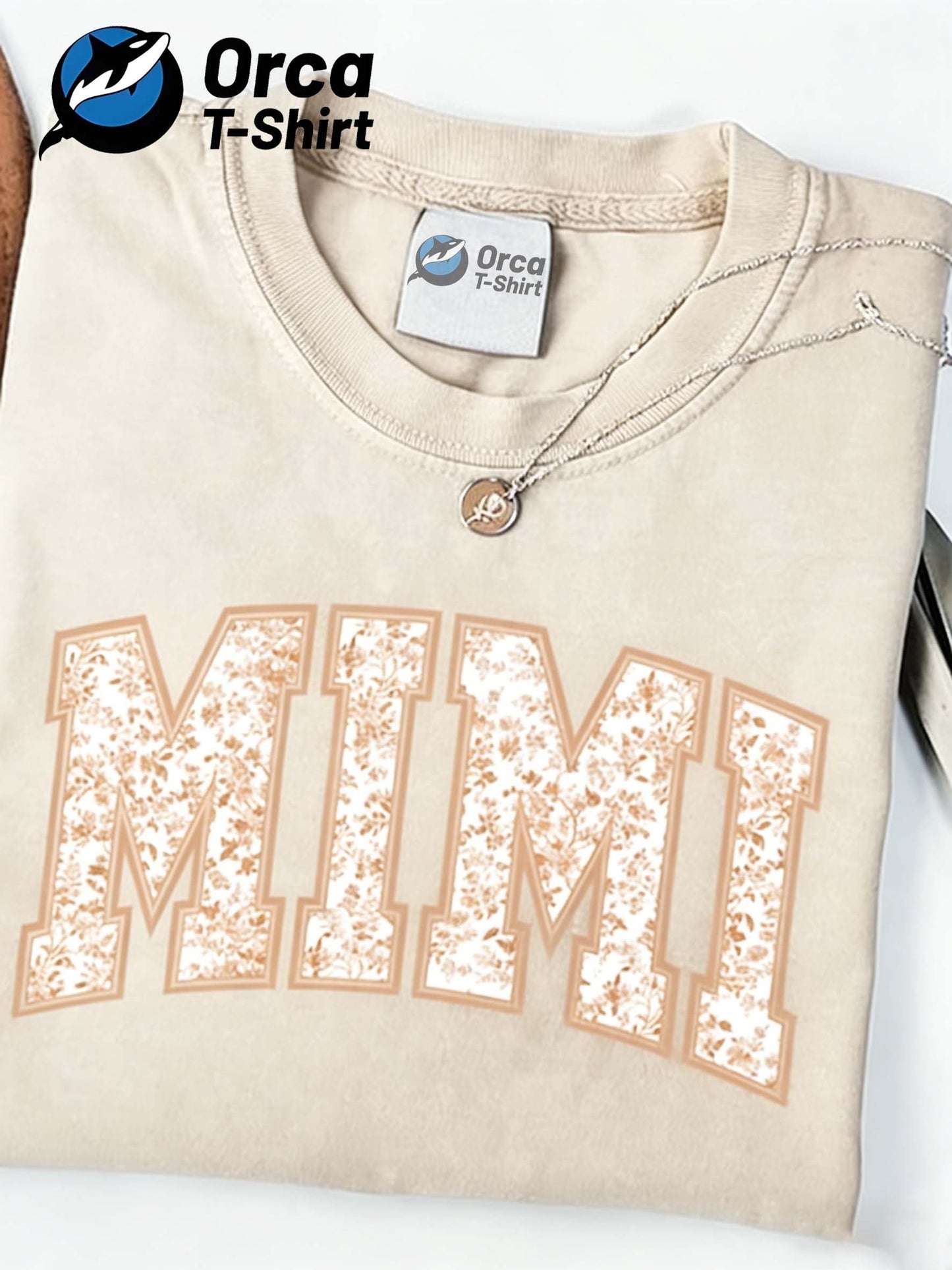 Women's Floral Print T-Shirt - Crew Neck Short Sleeve Retro Wash detail view