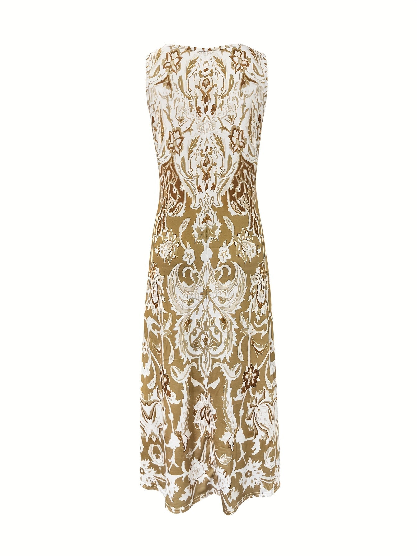 Women's Floral Square Neck Vacation Dress detail view