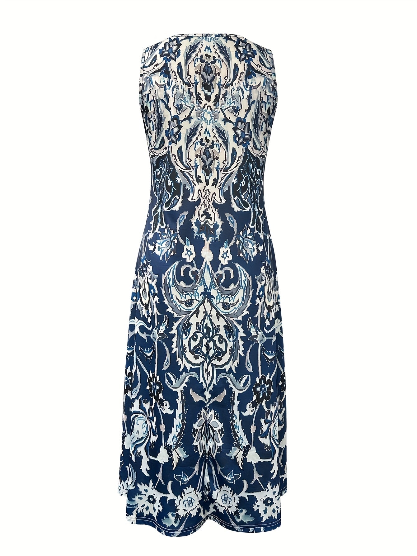 Women's Floral Square Neck Vacation Dress detail view