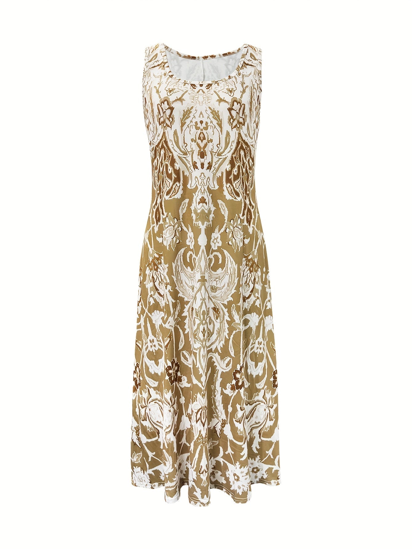 Women's Floral Square Neck Vacation Dress detail view