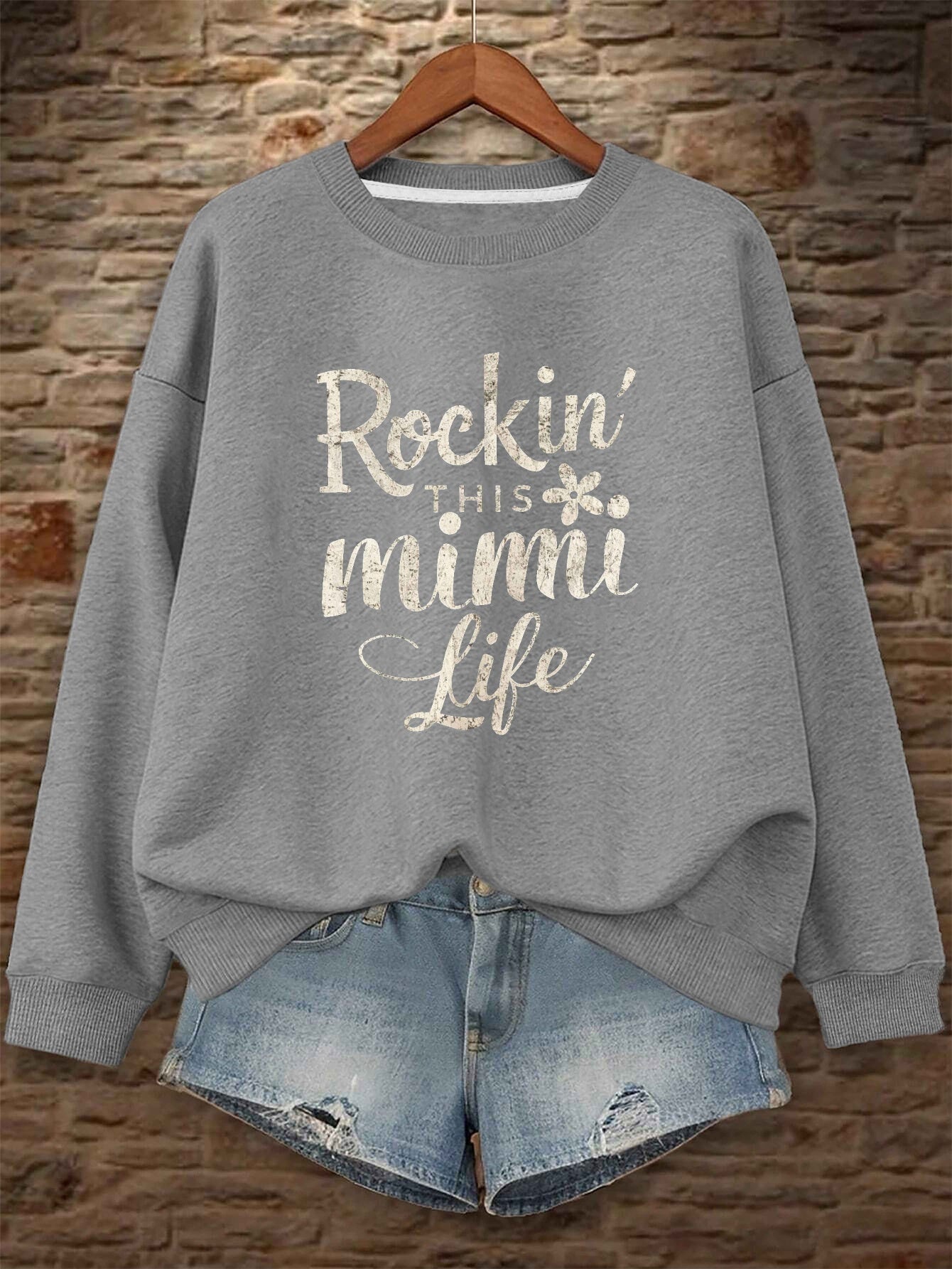 Women's Floral Sweatshirt - Classic Neck Long Sleeve detail view