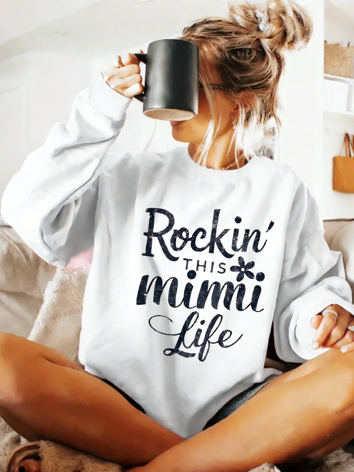 Women's Floral Sweatshirt - Classic Neck Long Sleeve detail view