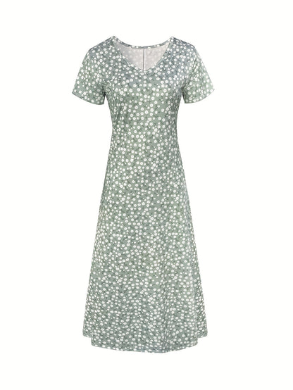 Women's Floral V-Neck Maxi Casual Dress detail view