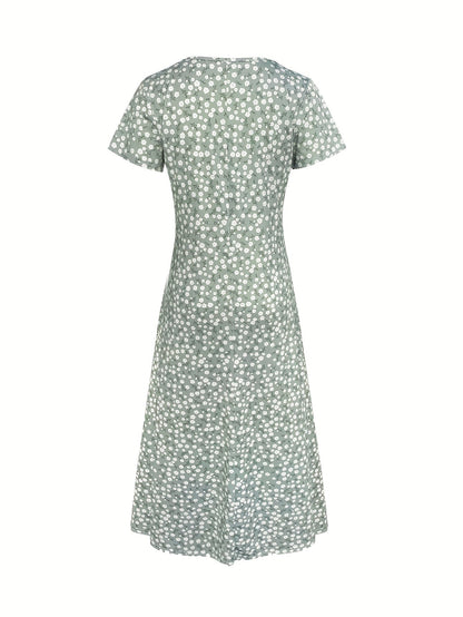 Women's Floral V-Neck Maxi Casual Dress detail view