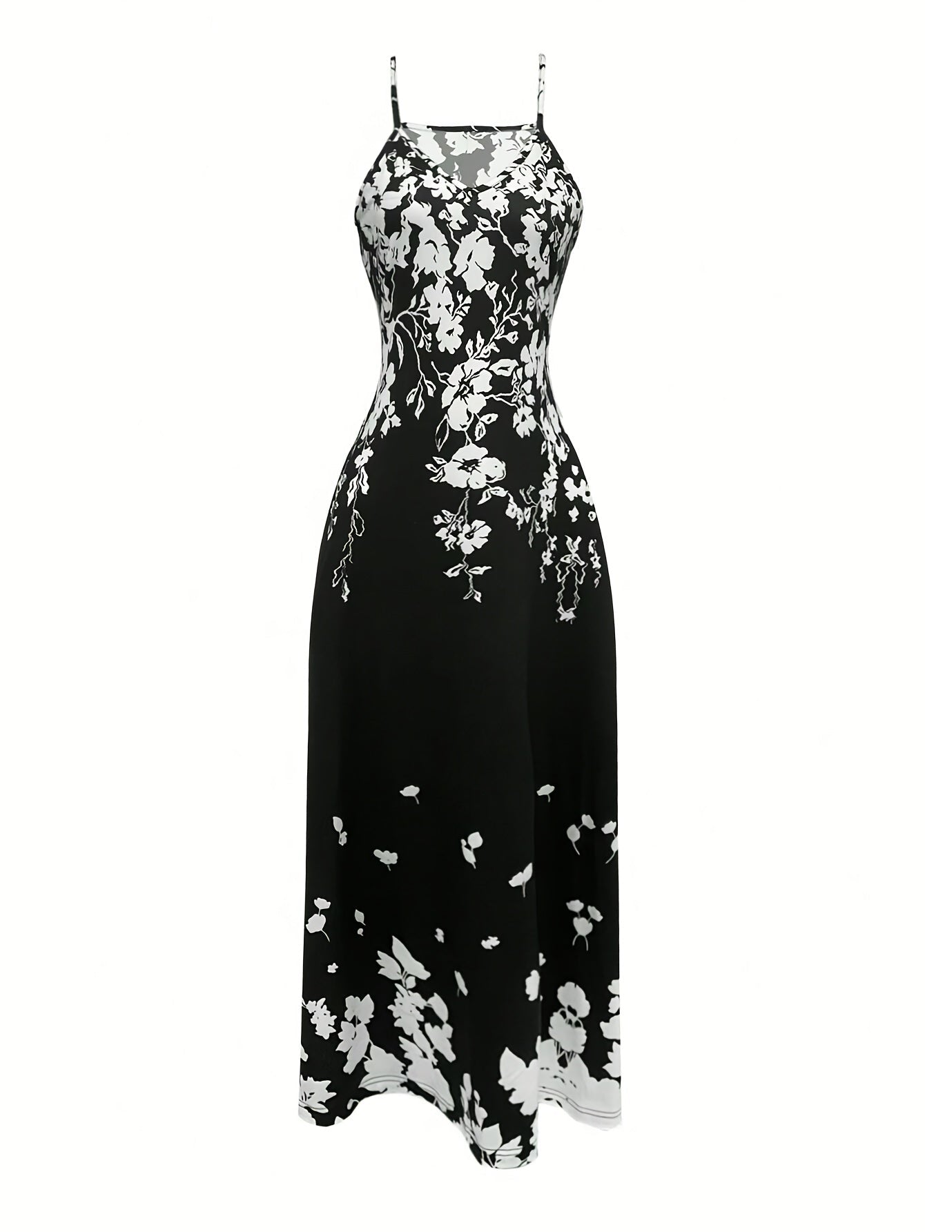Women's Floral V-Neck Maxi Cocktail Dress - Party Ready detail view