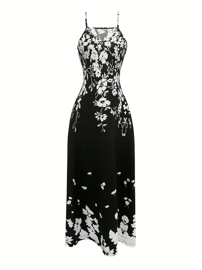 Women's Floral V-Neck Maxi Cocktail Dress - Party Ready detail view