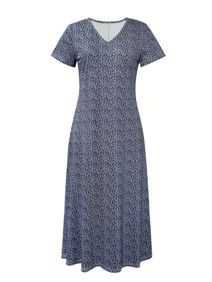 Women's Floral V-Neck Maxi Vacation Dress detail view