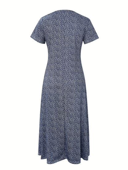 Women's Floral V-Neck Maxi Vacation Dress detail view