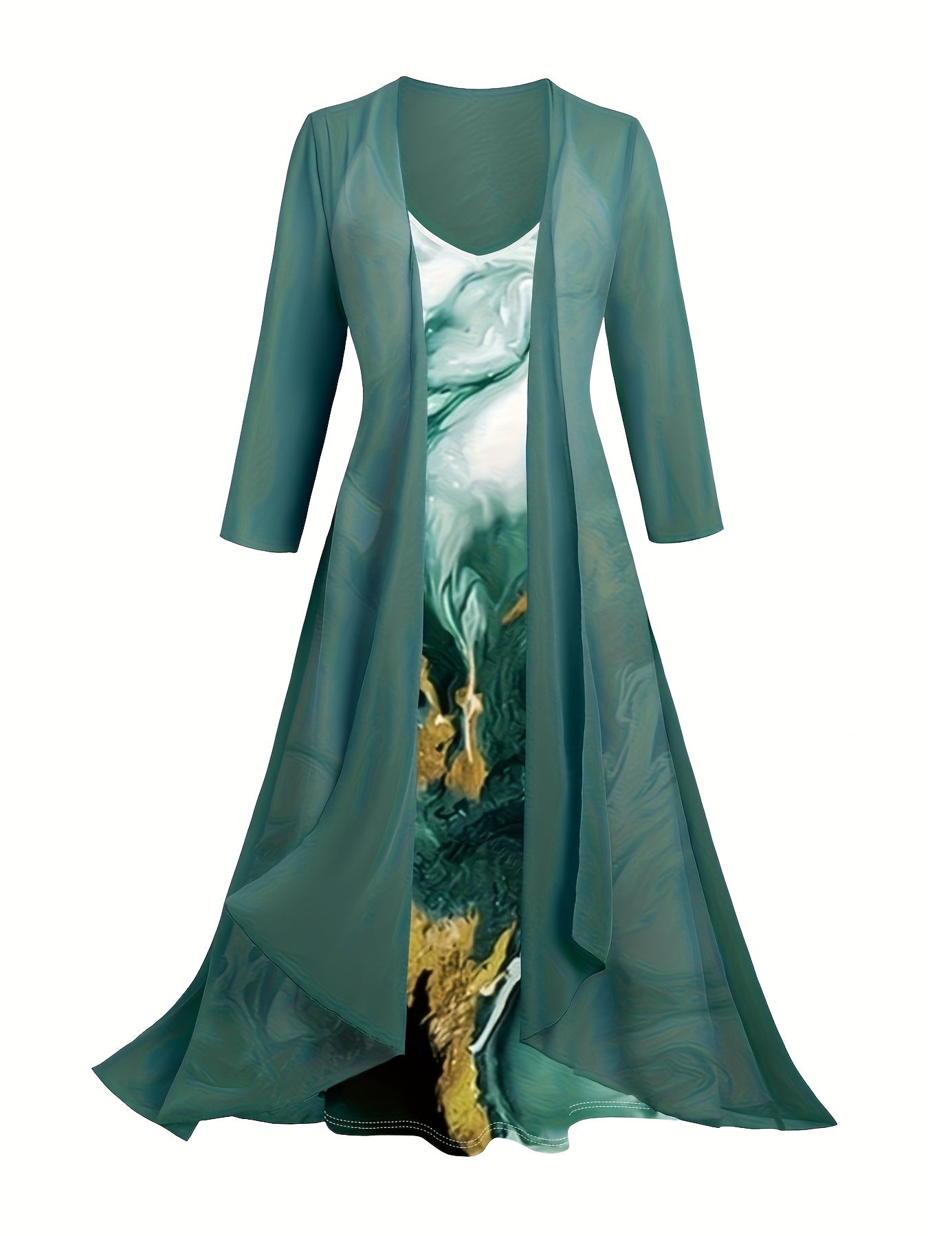 Women's Floral V-Neck Maxi Vacation Dress - Sleeveless detail view