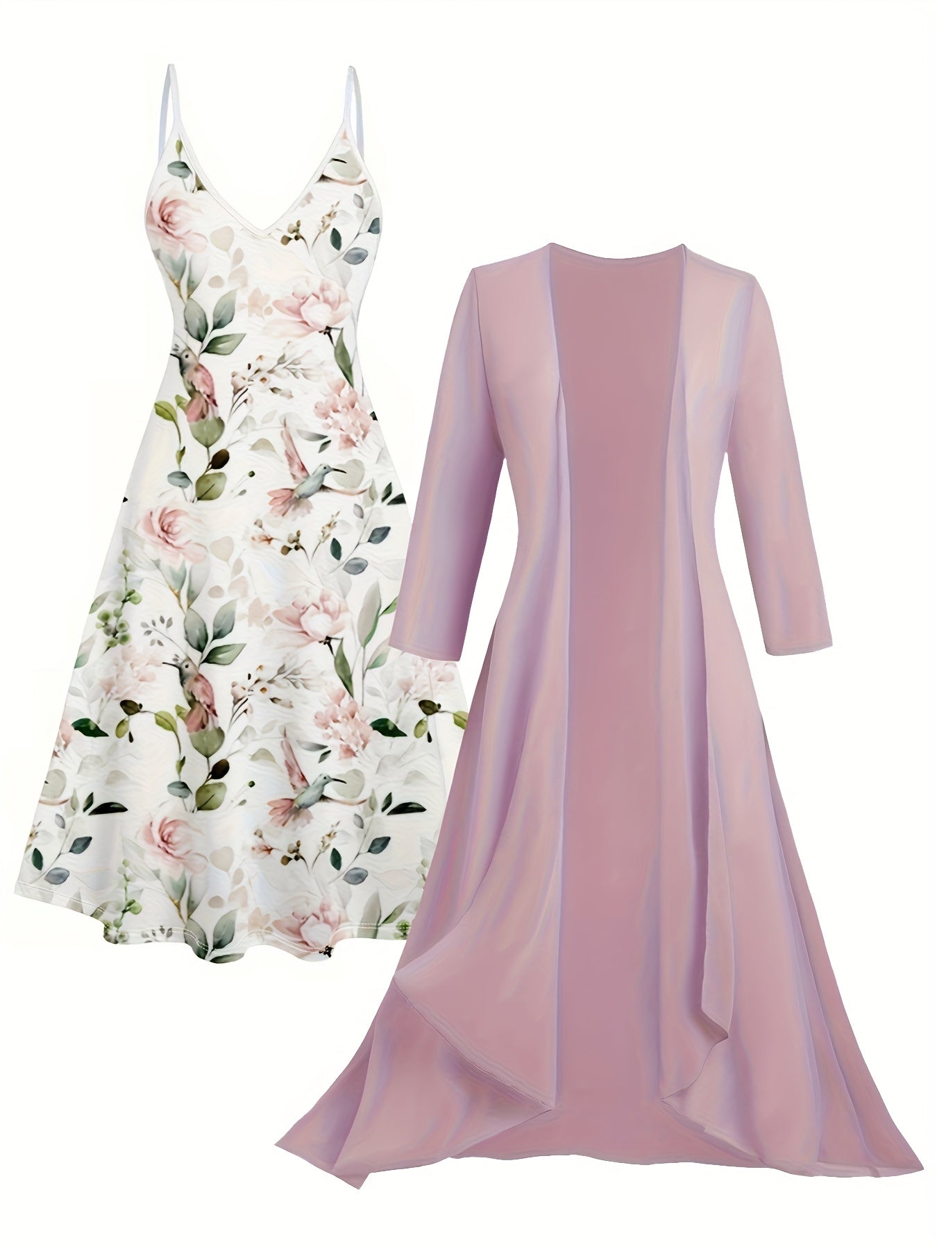 Women's Floral V-Neck Maxi Vacation Dress - Sleeveless detail view