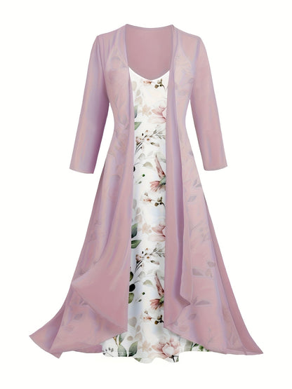Women's Floral V-Neck Maxi Vacation Dress - Sleeveless detail view