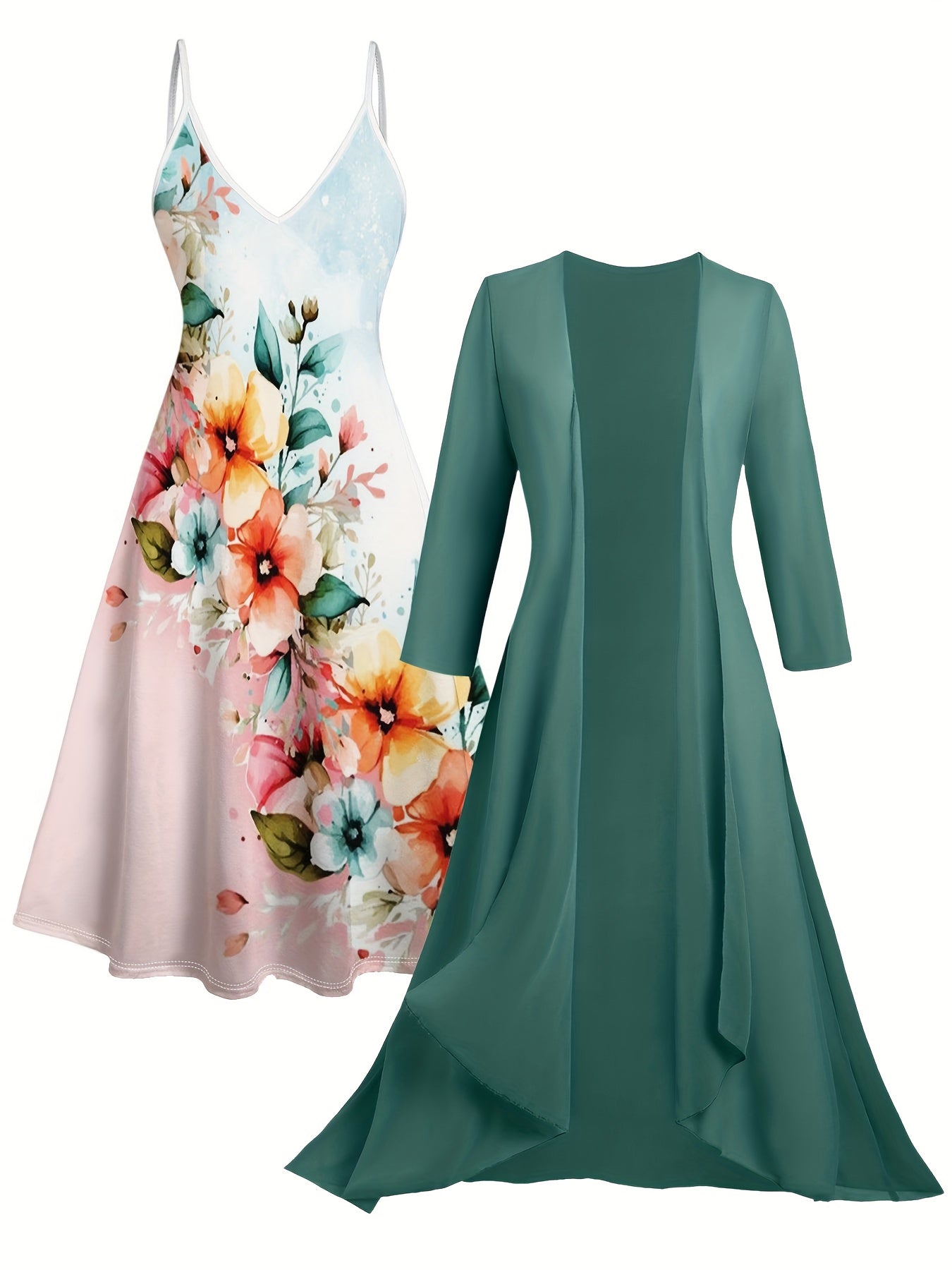Women's Floral V-Neck Maxi Vacation Dress - Sleeveless detail view
