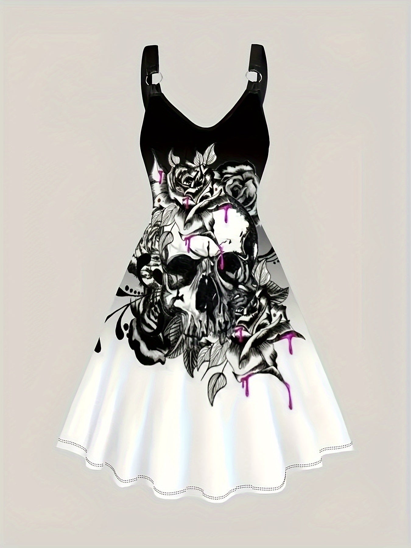 Women's Floral V-Neck Midi Casual Dress - Sleeveless – Black option – main product image