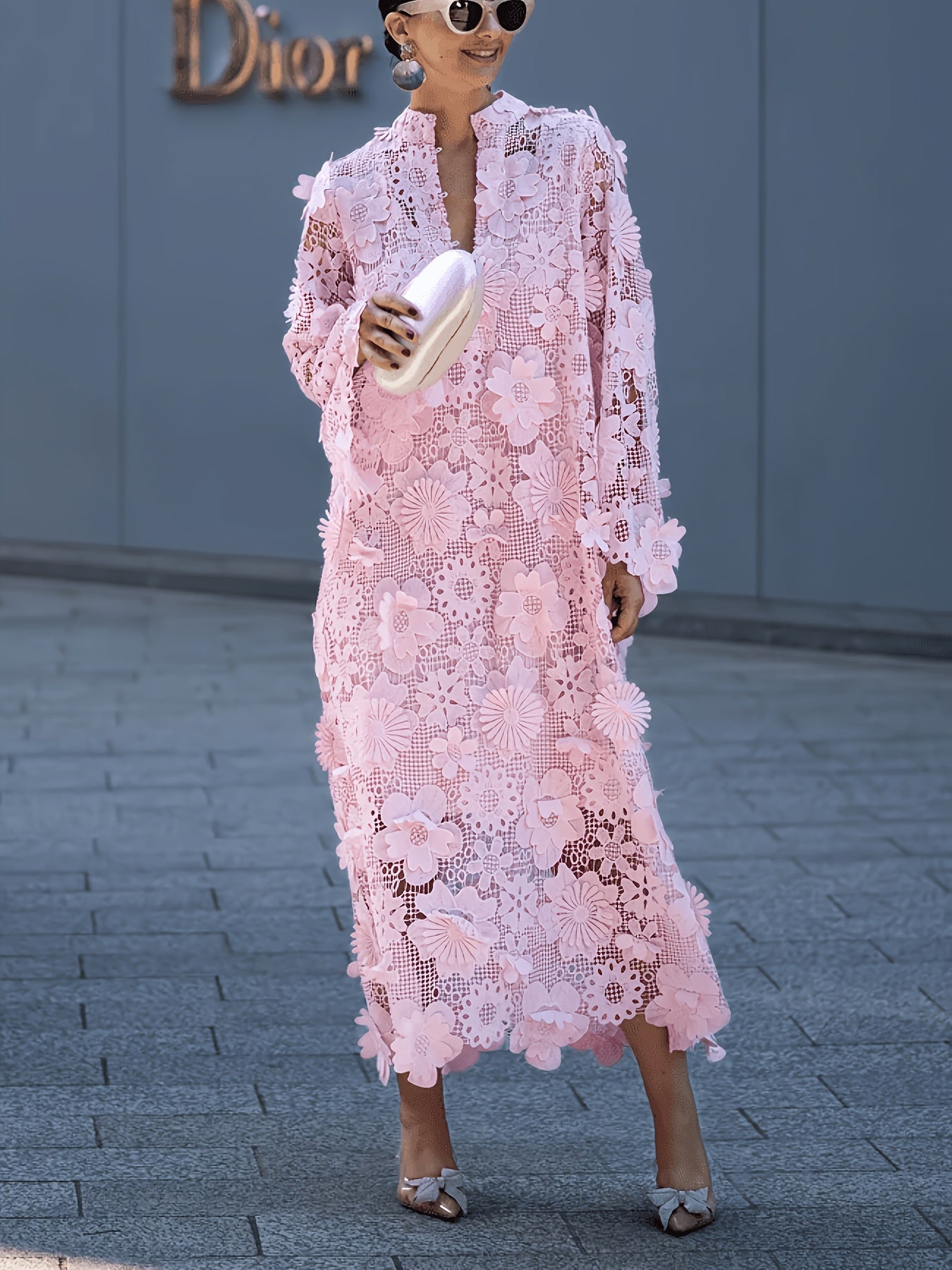 Women's Floral V-Neck Wedding Dress – main product image