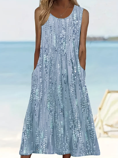 Women's Floral Vest Dress – Sleeveless Beach Style detail view