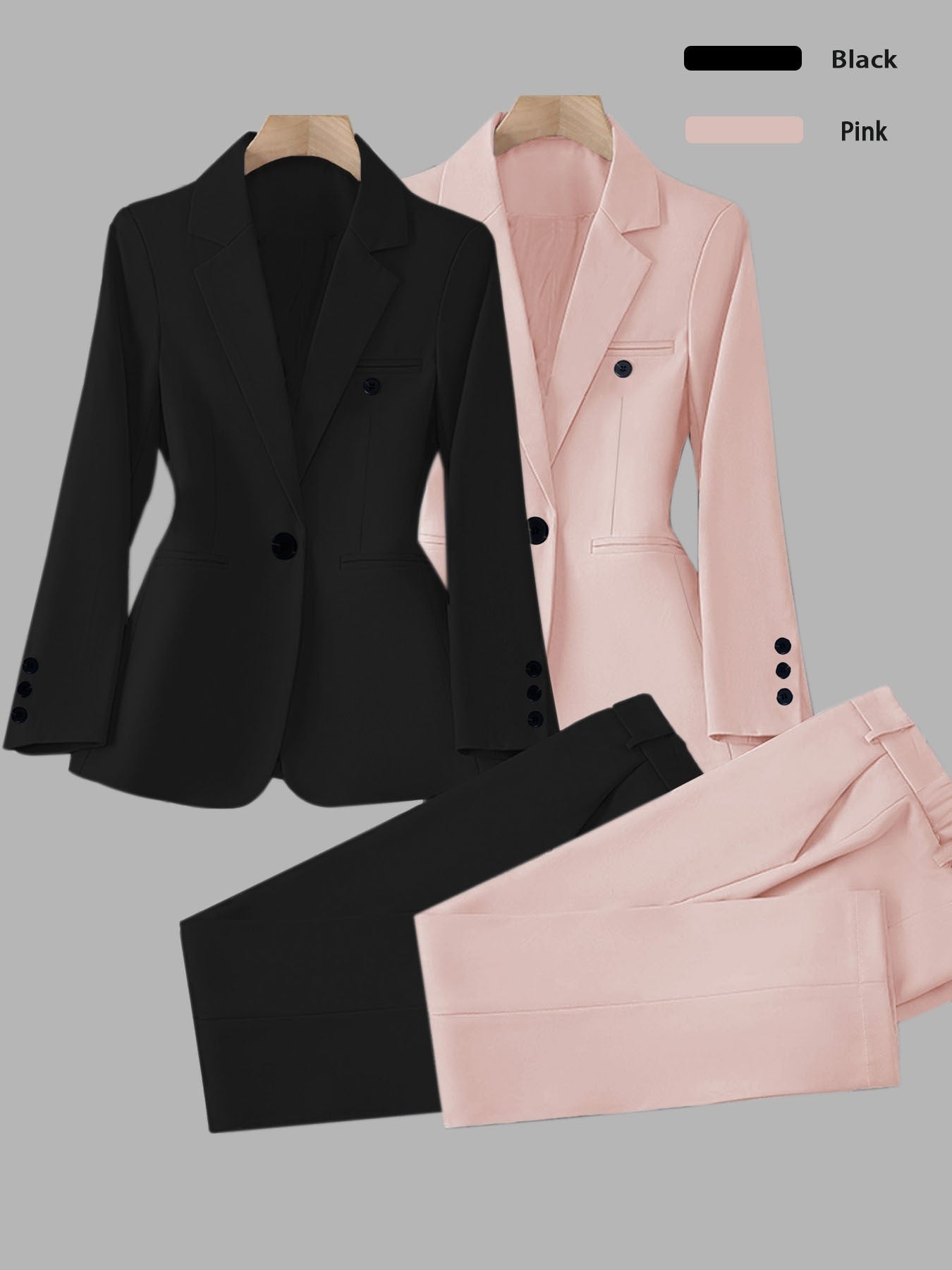 Women's Four-Piece Outfit Set - Matching Business Matching Look – Pink option – view 3