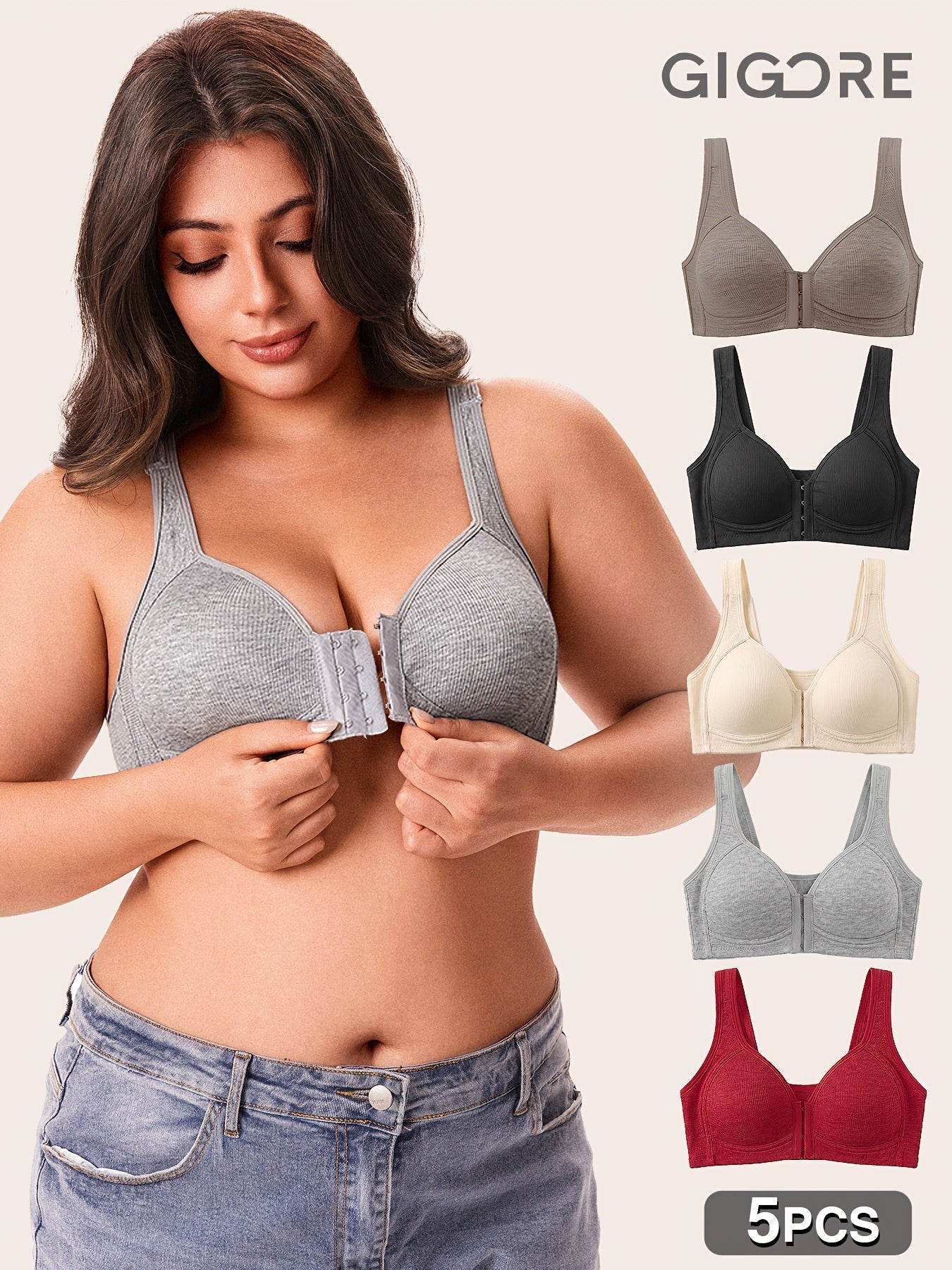 Women's Front-Closure Sports Bra - 5-Pack Padded, High Support – view 10