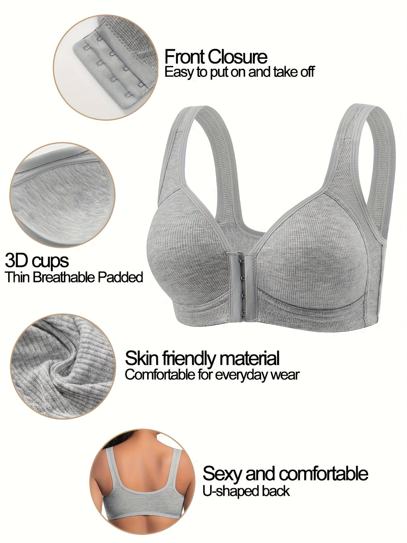 Women's Front-Closure Sports Bra - 5-Pack Padded, High Support – view 16