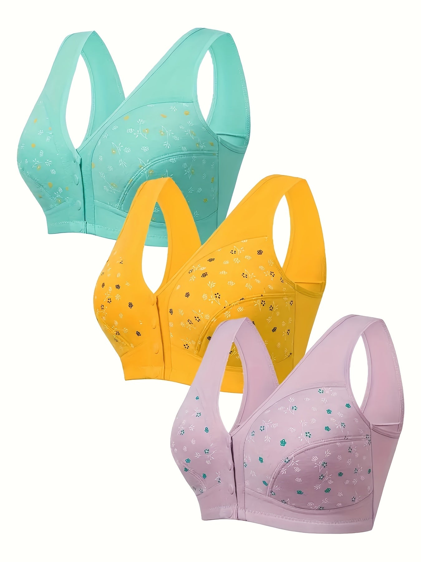 Women's Front-Closure Wireless Bra - 3-Pack Padded, Everyday Support detail view