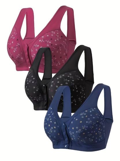 Women's Front-Closure Wireless Bra - 3-Pack Padded, Everyday Support detail view