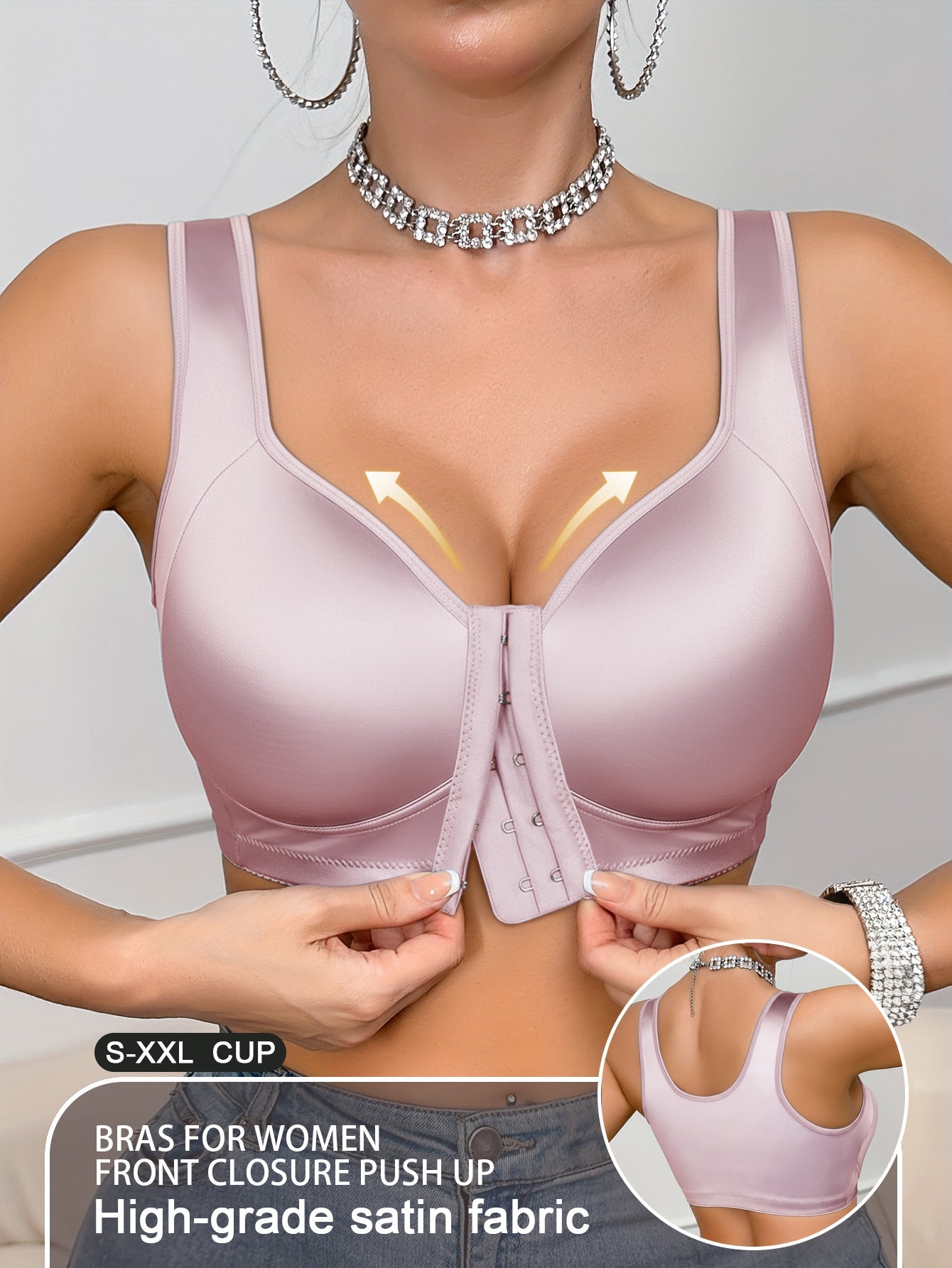 Women’s Front Closure Wireless Bra - Easy Front Fastening – White option – view 3