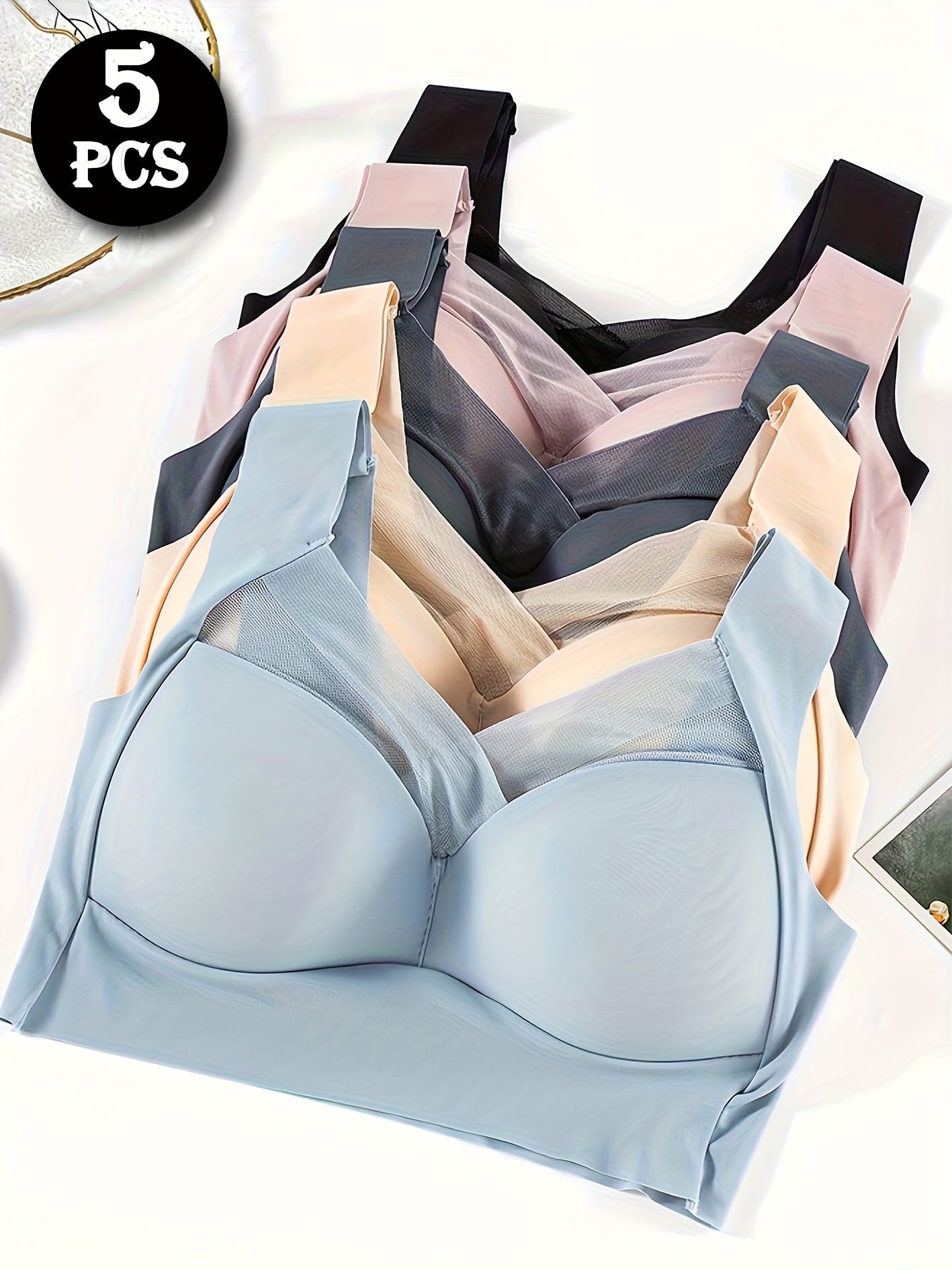 Women's Full-Coverage Sports Bra - 5-Pack Removable Pads, Everyday Support – view 9