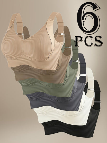Women's Full-Coverage Sports Bra - 6-Pack Removable Pads, Everyday Support – main product image