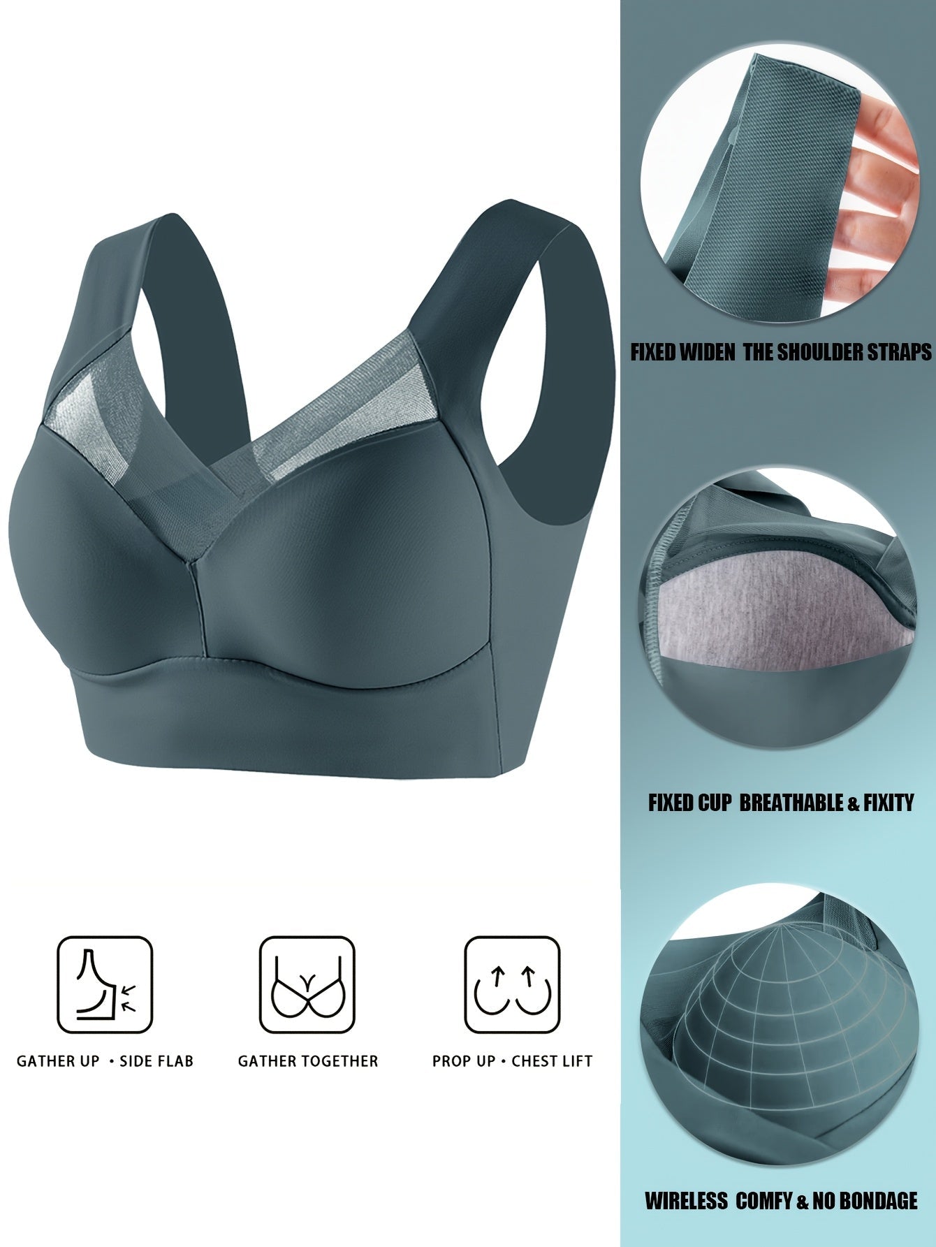 Women's Full-Coverage Sports Bra - Fixed Padding, Medium Support detail view