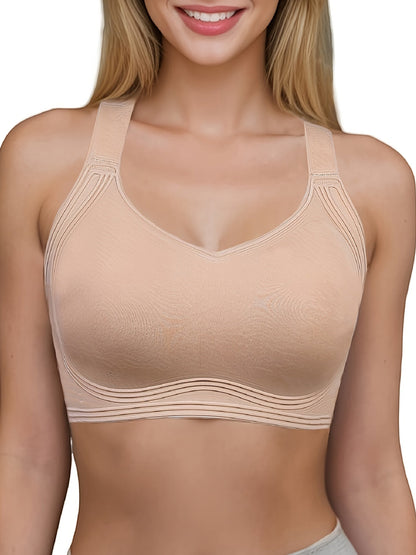 Women's Full-Coverage Sports Bra - Seamless, Wireless – Black option – main product image