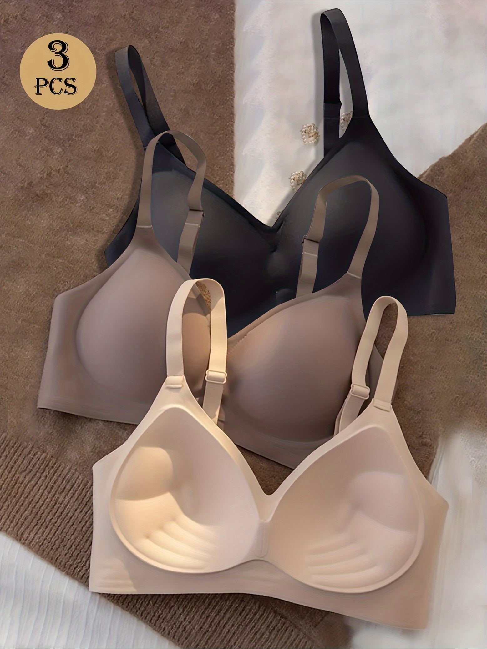 Women's Full-Coverage Wireless Bra - 3-Pack Fixed Padding, Everyday Support – view 15