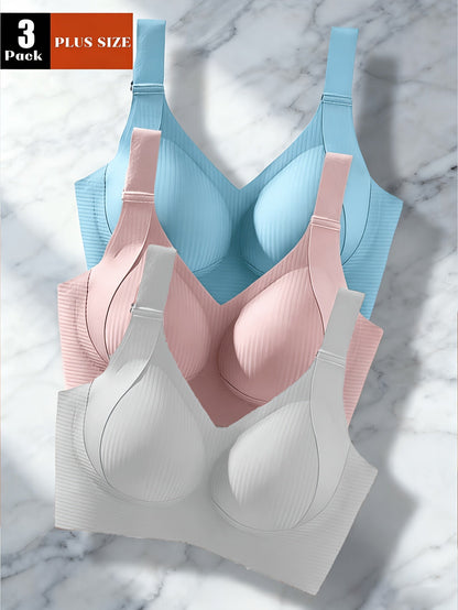 Women's Full-Coverage Wireless Bra - 3-Pack Removable Pads, Everyday Support – main product image