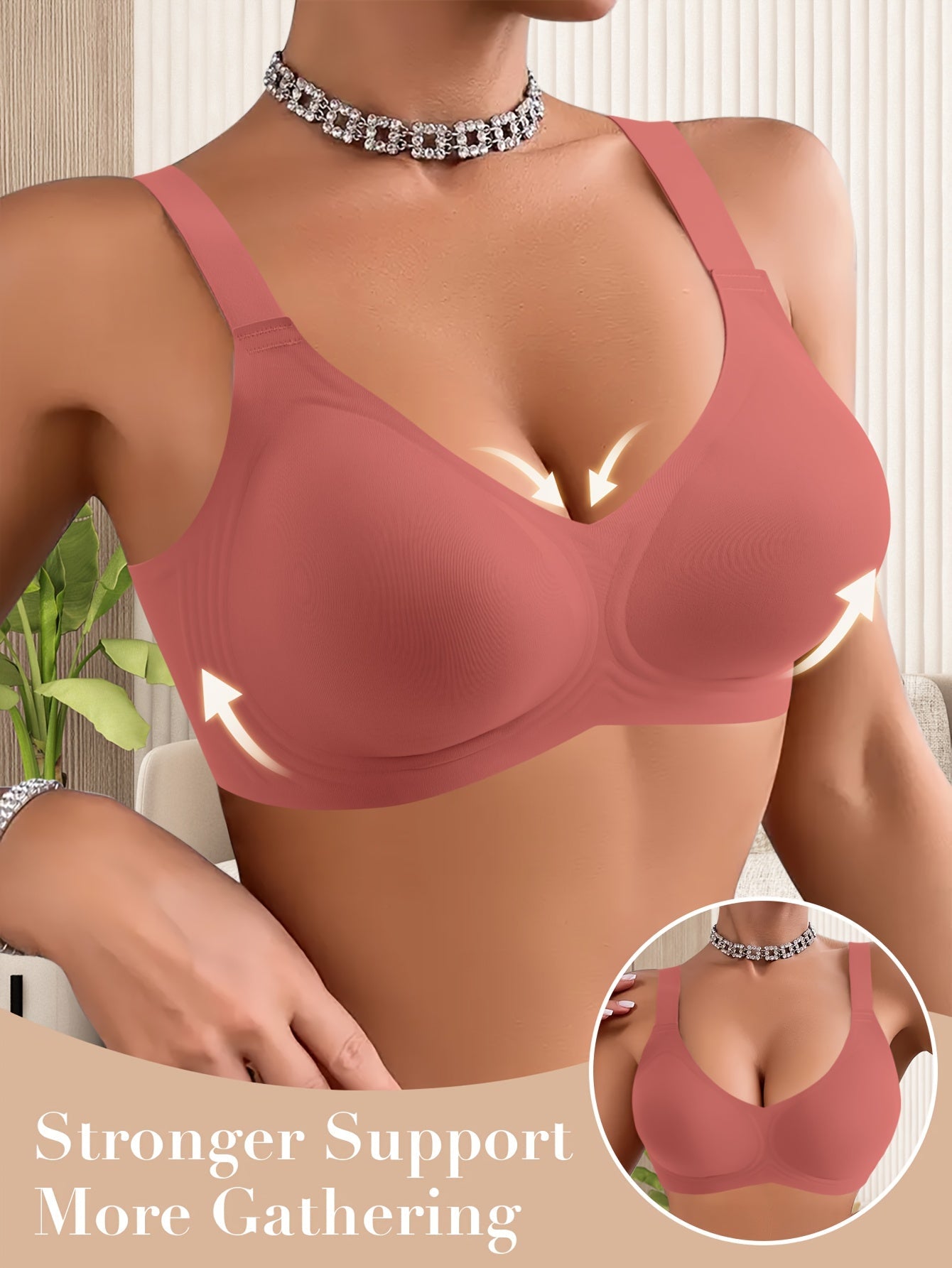 Women's Full-Coverage Wireless Bra - Fixed Padding, Medium Support – view 11