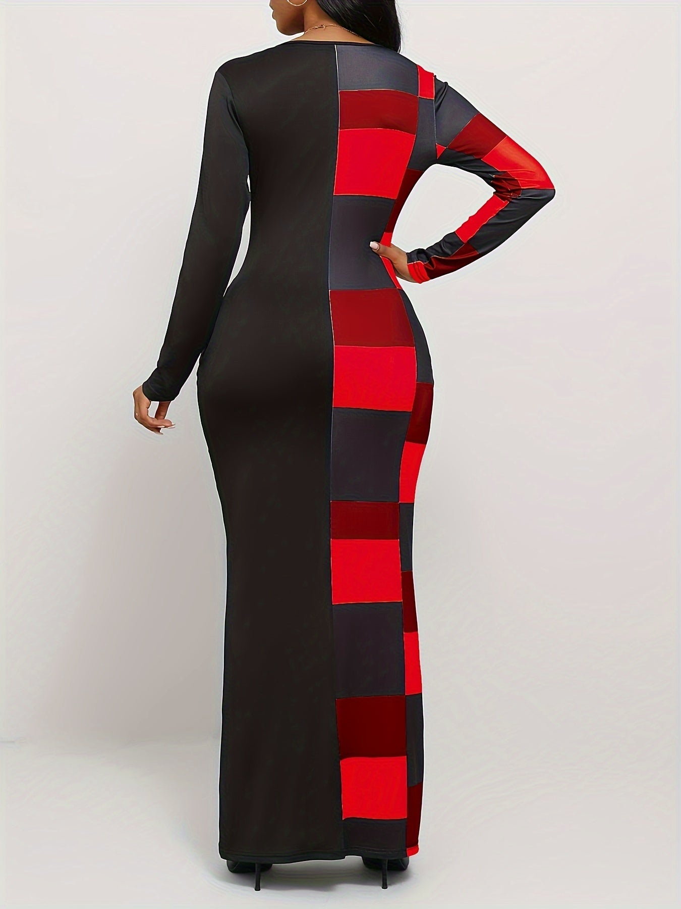 Women's Geometric Casual Dress - Long Sleeve detail view
