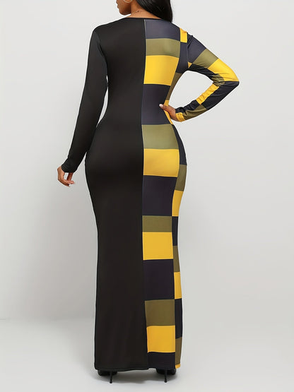 Women's Geometric Casual Dress - Long Sleeve detail view