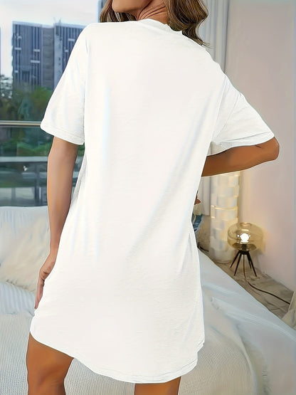 Women's Geometric Crew Neck Casual Dress - Short Sleeve detail view