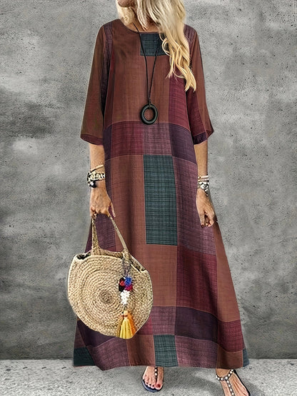 Women's Geometric Crew Neck Maxi Evening Dress - Event Style – main product image