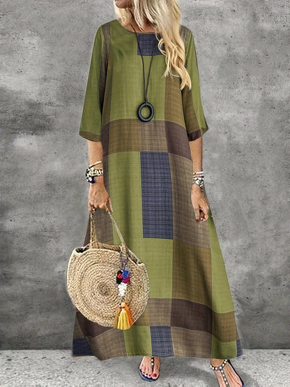 Women's Geometric Crew Neck Maxi Evening Dress - Event Style – view 3