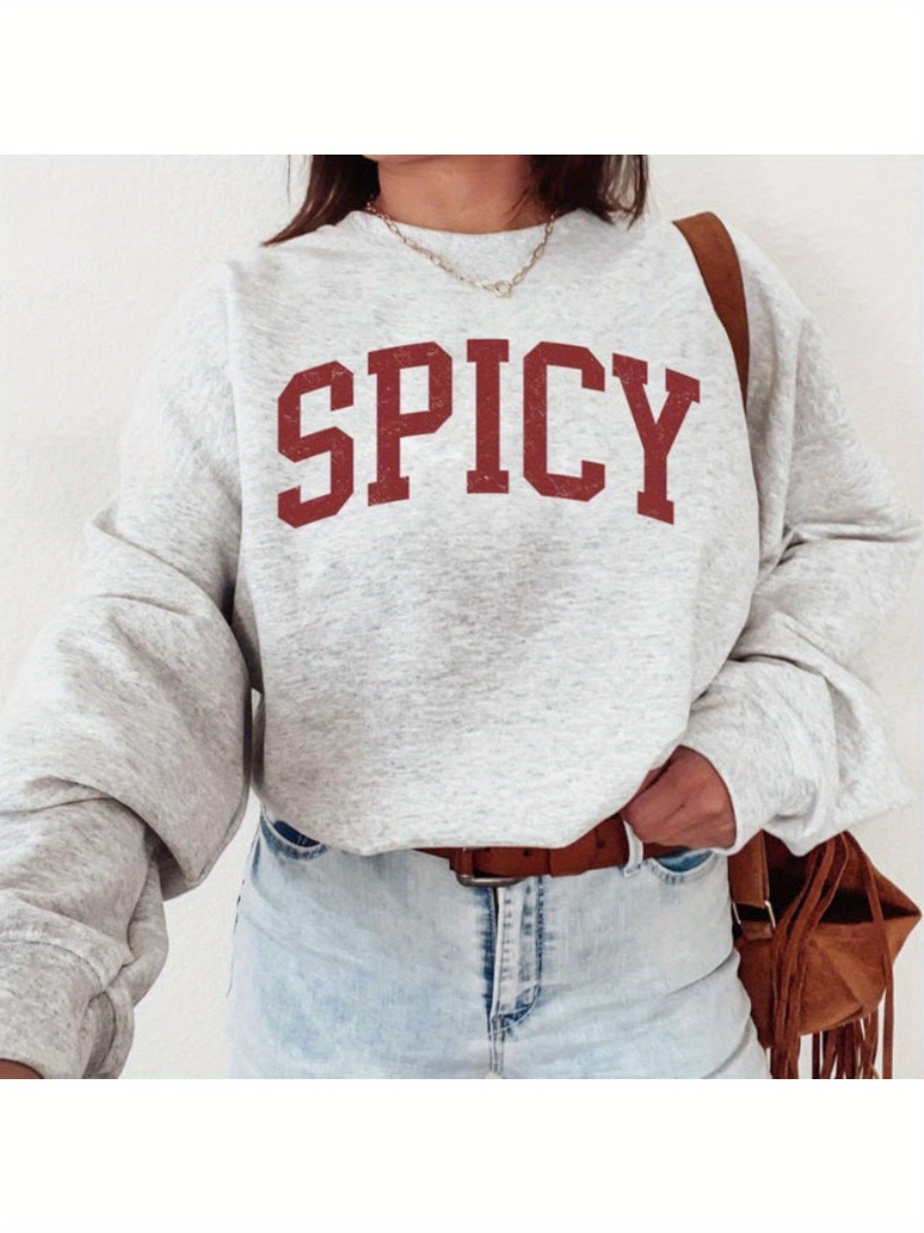 Women's Graphic Crewneck Sweatshirt - Crew Neck Long Sleeve detail view