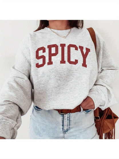 Women's Graphic Crewneck Sweatshirt - Crew Neck Long Sleeve – Grey option – main product image