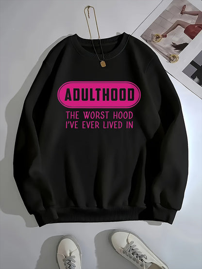 Women's Graphic Crewneck Sweatshirt - Regular Fit Crew Neck – Apricot / Black – Apricot option – view 2
