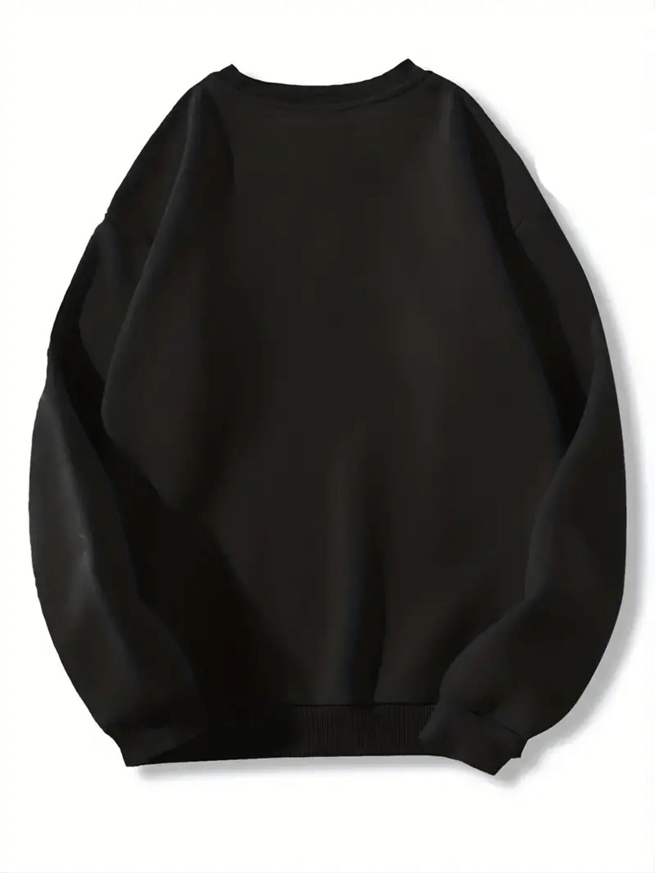 Women's Graphic Crewneck Sweatshirt - Regular Fit Crew Neck – Black Graphic Design 95685 detail view