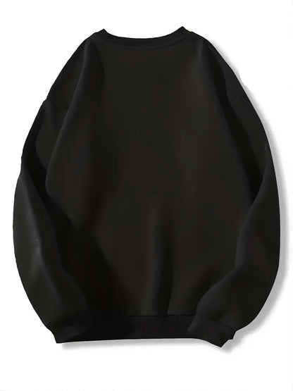 Women's Graphic Crewneck Sweatshirt - Regular Fit Crew Neck – Black / White detail view