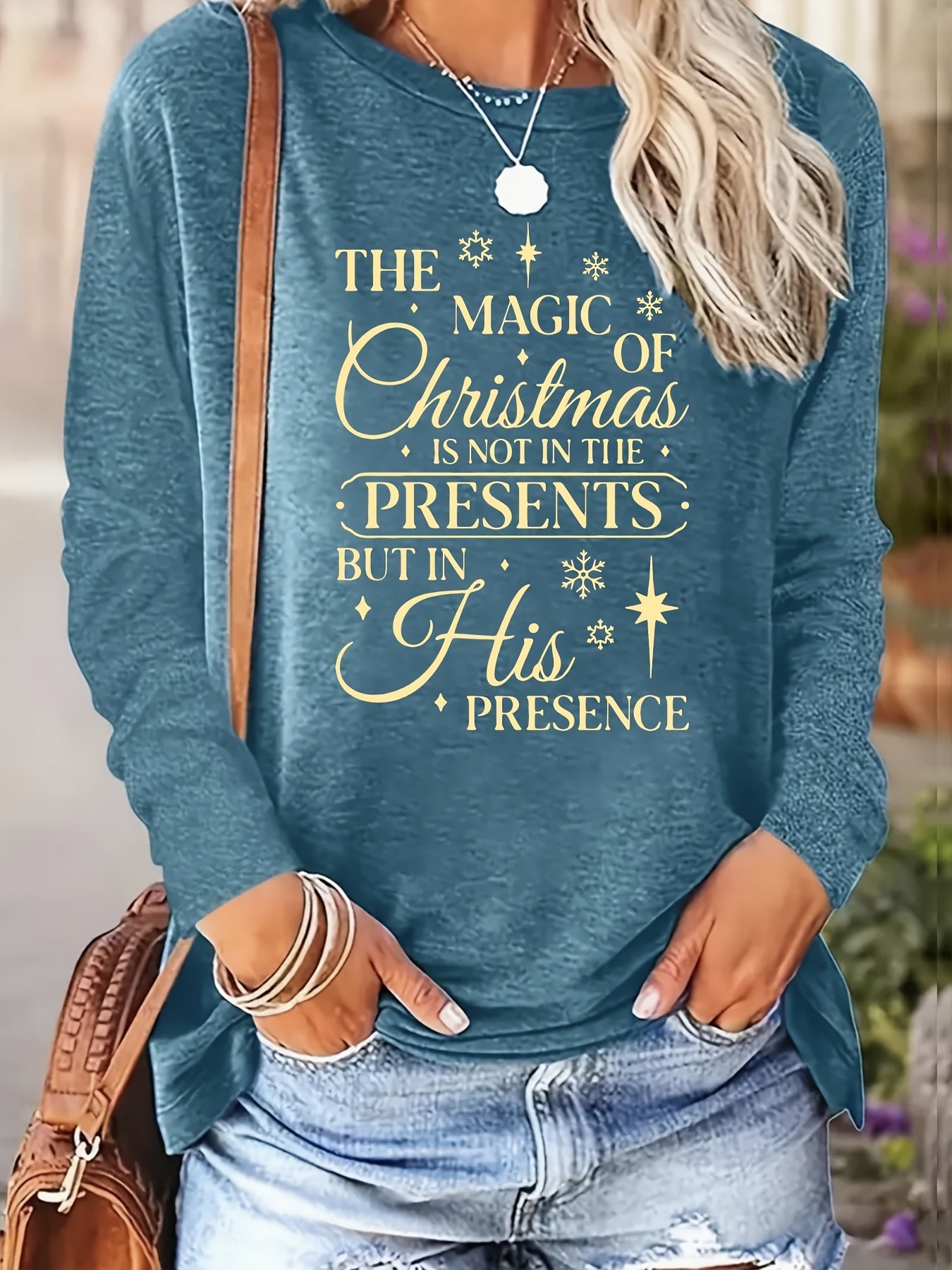 Women's Graphic Crewneck Sweatshirt - Regular Fit Crew Neck – Dark Gray / Pink detail view