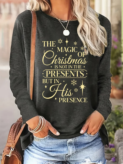 Women's Graphic Crewneck Sweatshirt - Regular Fit Crew Neck – Dark Gray / Pink detail view